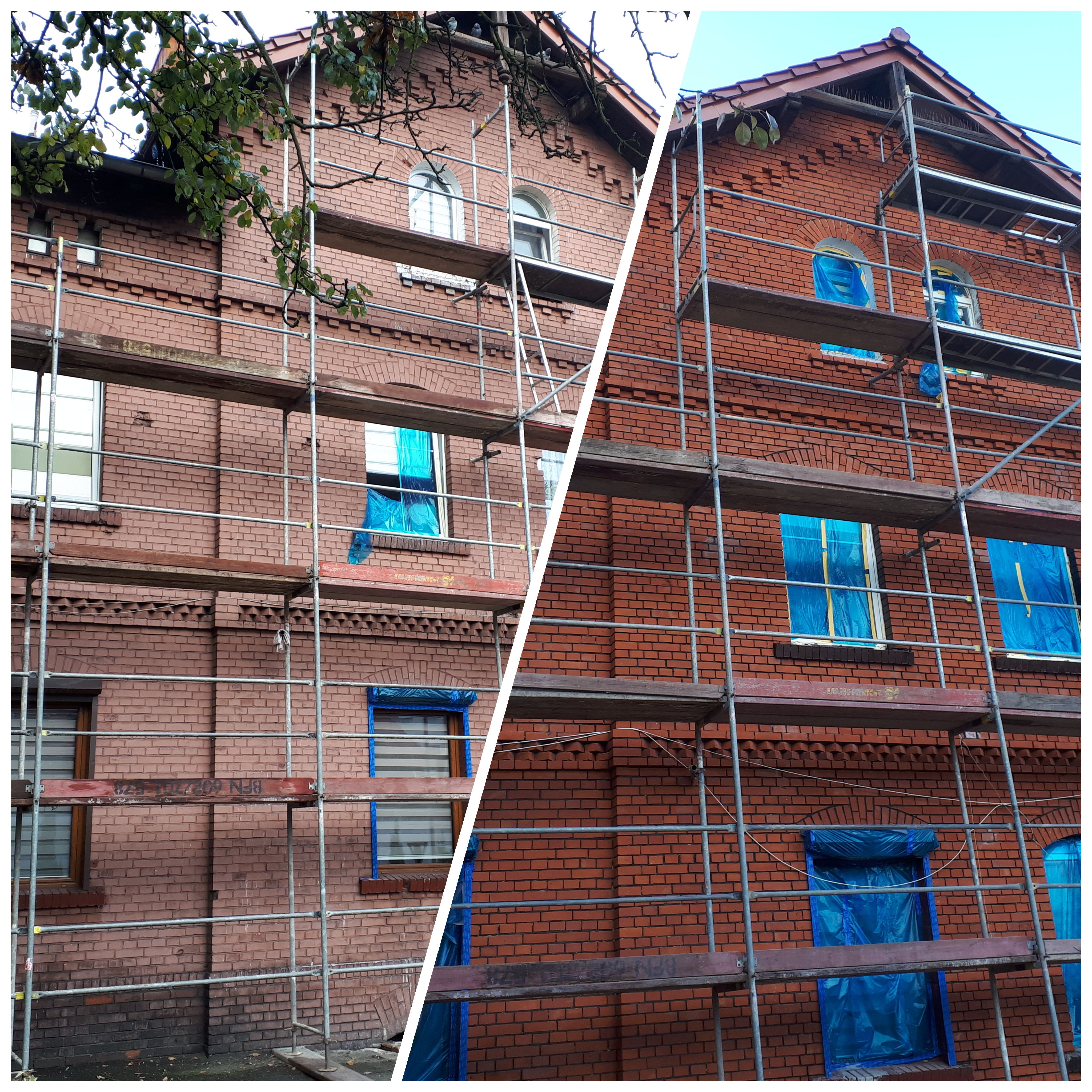 efekt przed i po renowacji cegły.
